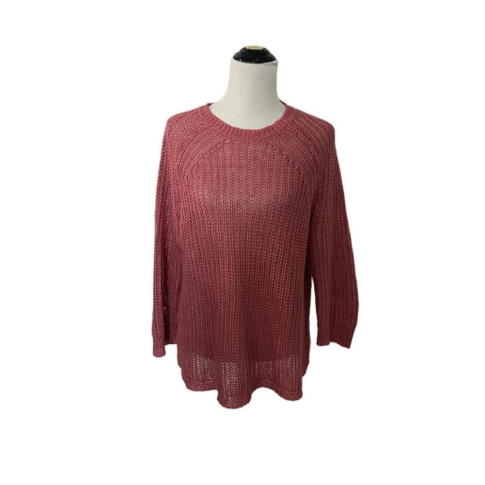 J Crew linen chunky knit long sleeve top size M